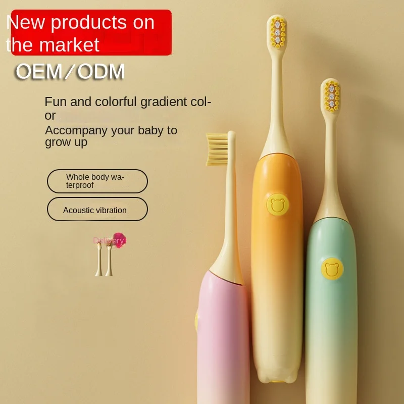 Children's Electric Toothbrush 2 Soft Brush Heads Kids  Sonic Toothbrush  Acoustic Wave Technology  Tooth Brush  Teeth Whitening