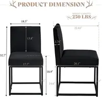 Mid Century Linen Dining Chairs Set of 6, Modern Upholstered Dinner Chairs with Metal Frame for Restaurant, Dining Room, Kitchen 2