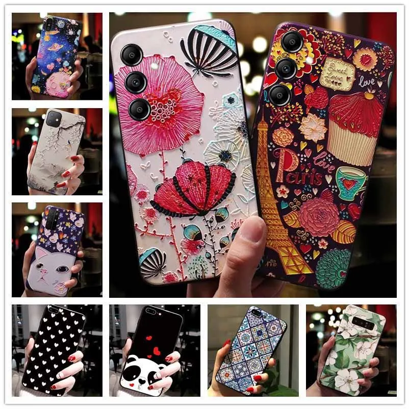 Per Samsung A34 A14 A54 2023 5G Custodia 3D Rilievo Cover Posteriore In Silicone Per Samsung Galaxy M21 M32 M51 Flower Soft A 34