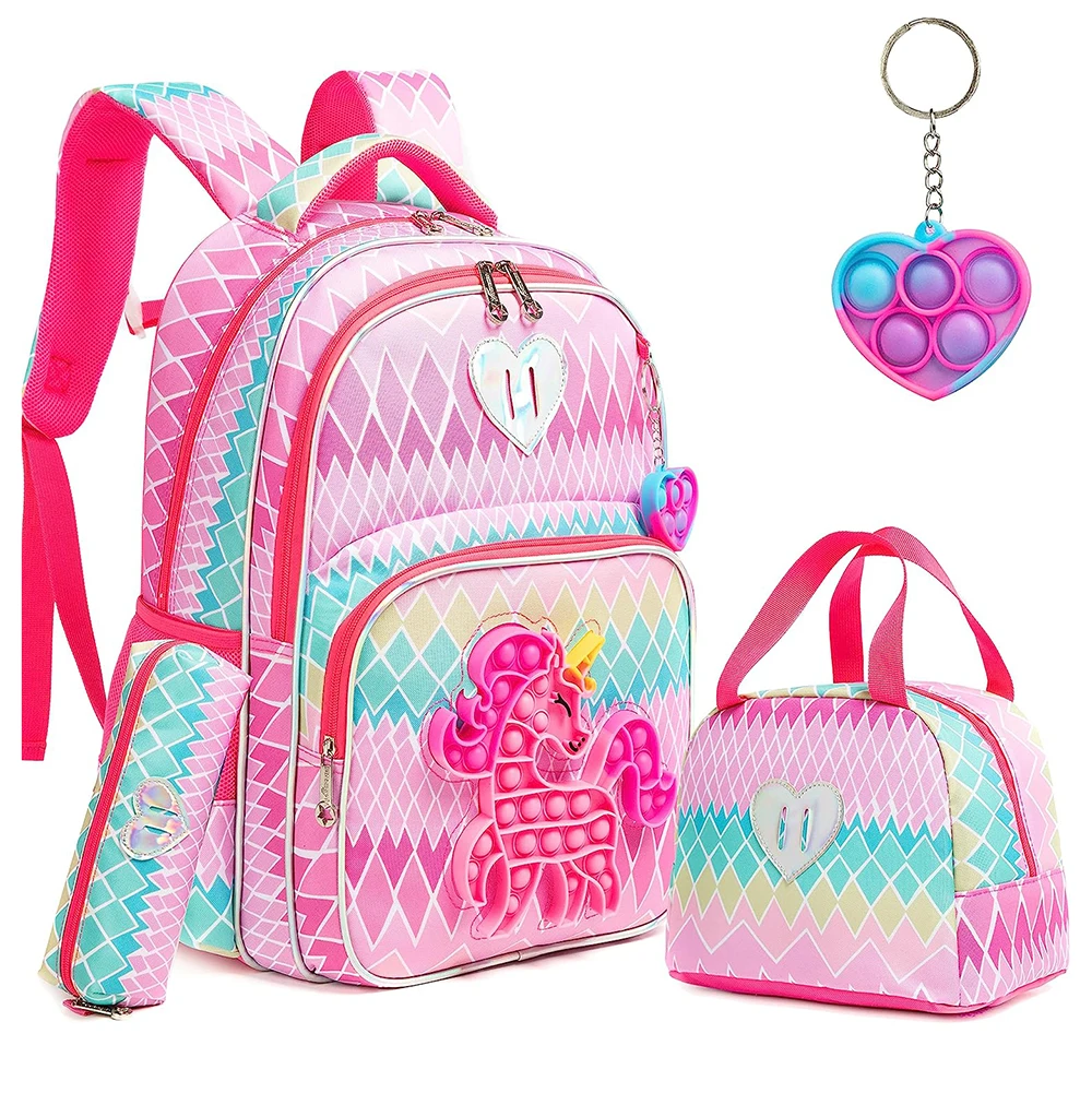 Primaria Secundaria Regalo Mochila Escolar Para Niñas Amythe 3 En 1 | Incluye Bolsa Térmica Y Estuche | 32 Litros, Nylon Impermeable | Color Morado, Para Edad 7-14 Años Mochilas Escolares Adolescentes