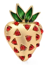  Wuli&baby Rhinestone Strawberry Brooches For Women Unisex Lovely Fruits Party Office Brooch Pin Gifts 
