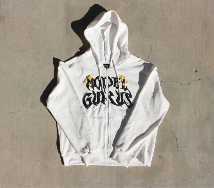 

Star and Letter Printed Zipper Hoodies Y2K Men Crop Tops Casual Hip Hop Sweatshirt Long Sleeve Spring Autumn Cardigan Jacket