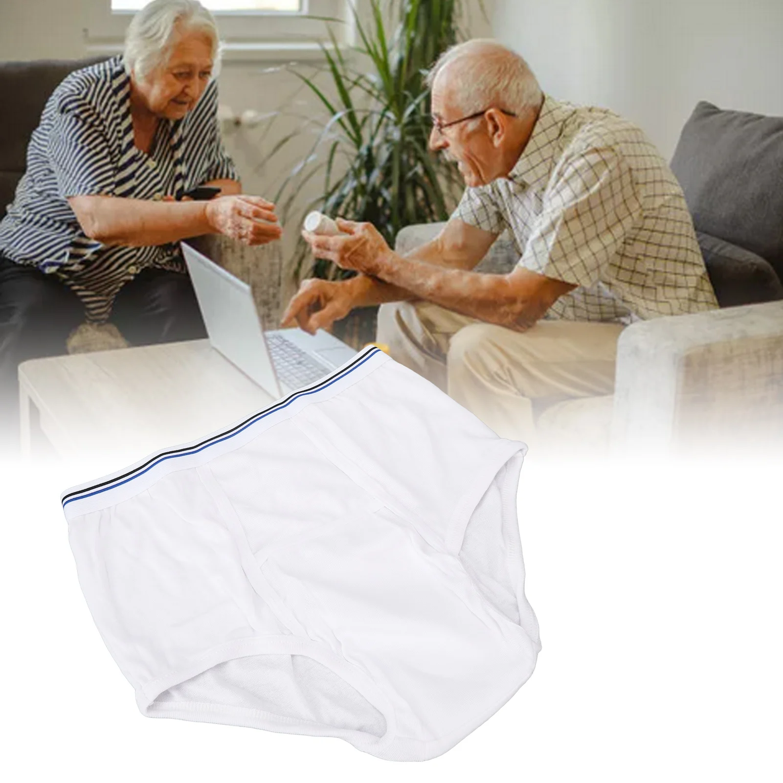 Men Incontinence Briefs Cotton Absorbent Washable Reusable Incontinence Overnight Underwear Urine Incontinence Elderly Male 4