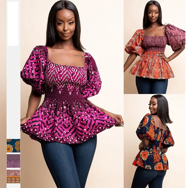 Simisola Lantern Sleeve Print Top
