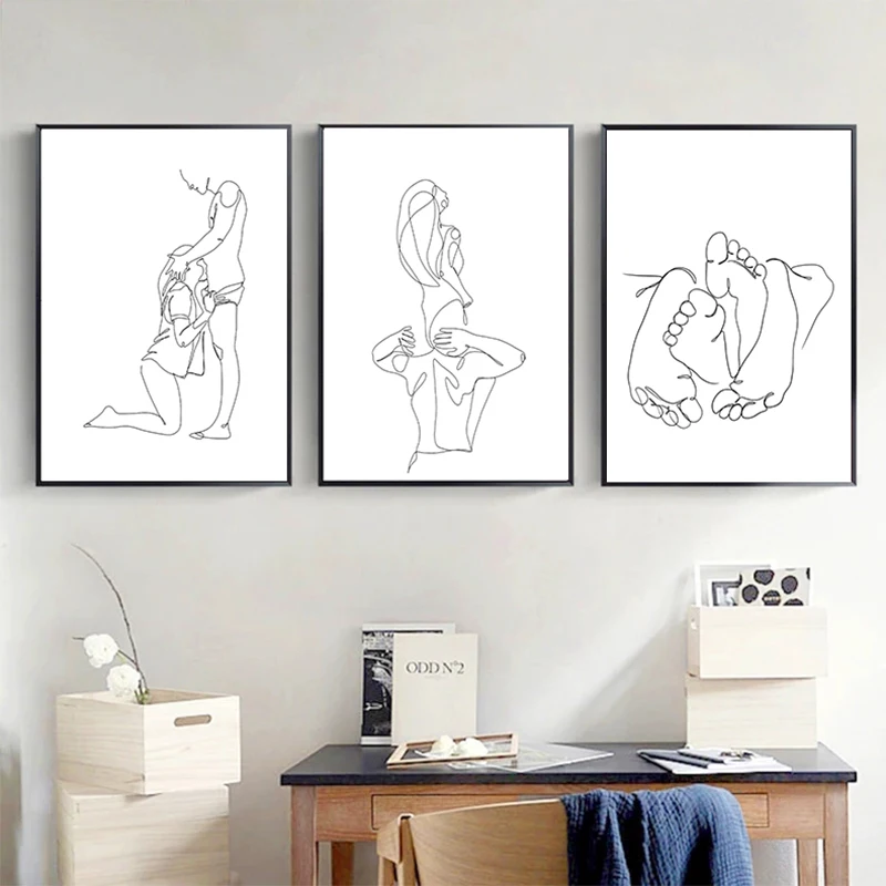 Abstract Love Couple Line Poster Man and Woman Canvas Minimalism Painting Rope Binding Wall Art Picture Bedroom Home Decor
