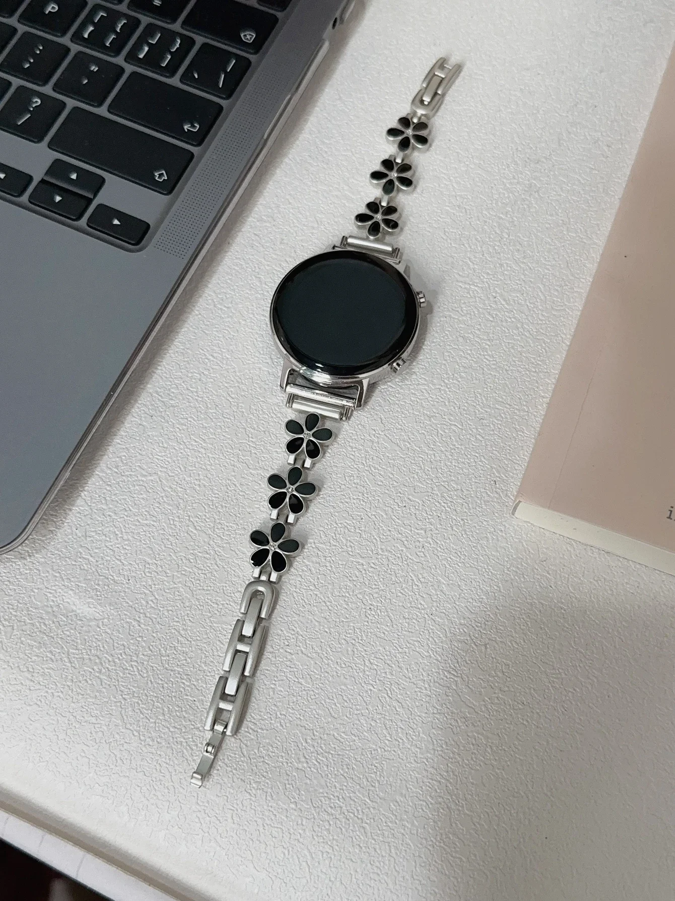 Floral Design Bracelet Link Strap - 20mm, 22mm, 18mm, Adjustable Sport Band in Various Sizes