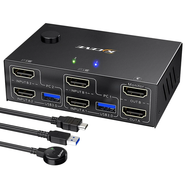 Ugreen-conmutador USB KVM interruptor USB 3,0 2,0, interruptor KVM para  Windows 10, PC, teclado, ratón, impresora, 2 uds., compartir 4  dispositivos, interruptor USB - AliExpress