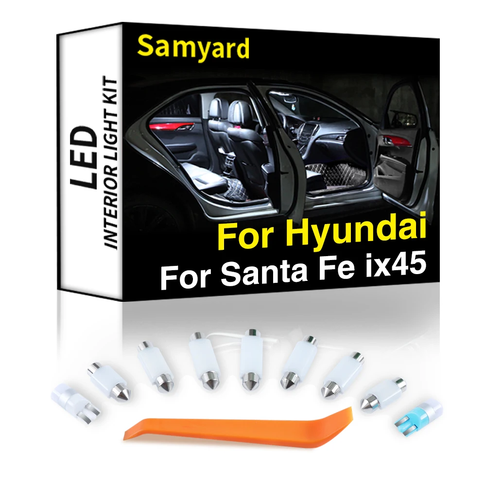 

Ceramics 9Pcs Interior LED Light Kit For Hyundai Santafe Santa Fe ix45 2013-2017 2018 2019 2020 Canbus Car Indoor Dome Map Trun