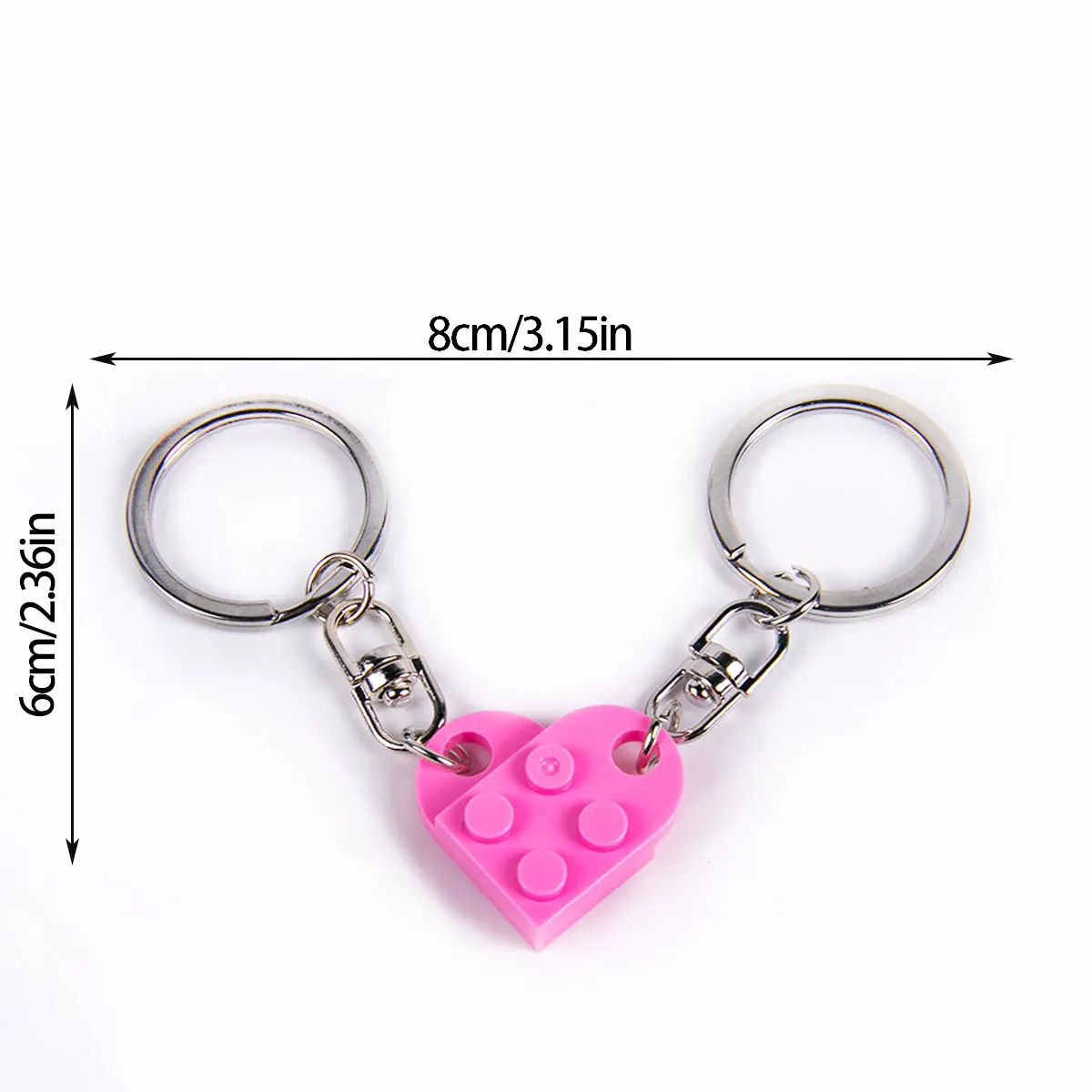 KINBOM Set Portachiavi Cuore, 2 Pezzi Portachiavi Cuore Piccolo Heart Keychain Couple Keychain Portachiavi Coppia Regalo di San Valentino per Fidanzata Fidanzato (Grigio scuro