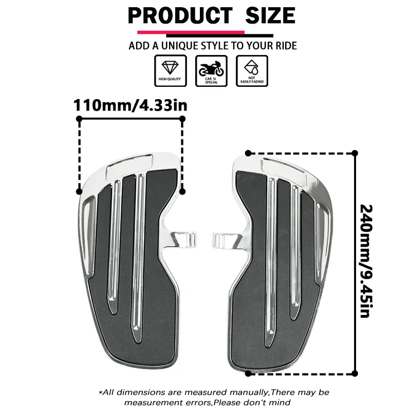 Motorcycle Foot Pedals Motorcycle Footrests Rider Floorboards Driver Passenger Footboard Front Rear Foot Rest Pedal Wide Footrest For Indian Scout Sixty Rogue Twenty Bobber