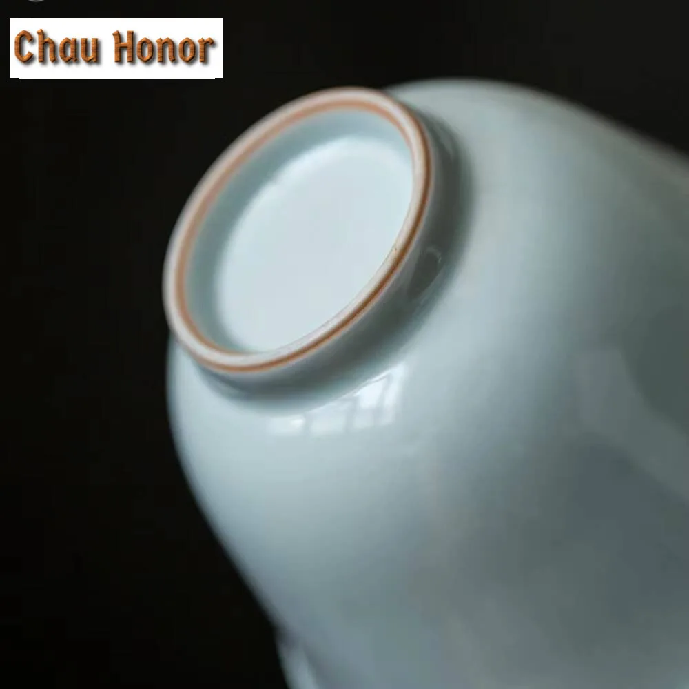 150ml Antique Misty Blue Glazed Porcelain Hand Grab Gaiwan Boutique Tea Tureen Tea Maker Cover Bowl Tea Services Supplies Gift