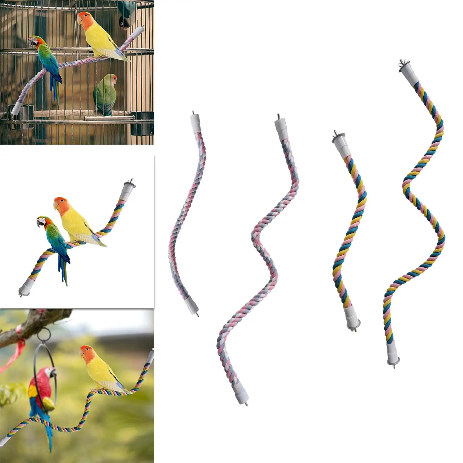 Bird Perch Stand Bird Rope Parrot Rope Perch Climbing Ropes Bungee Toys for Cockatiel Budgie Parakeet Finch Lovebird parrot bird perch