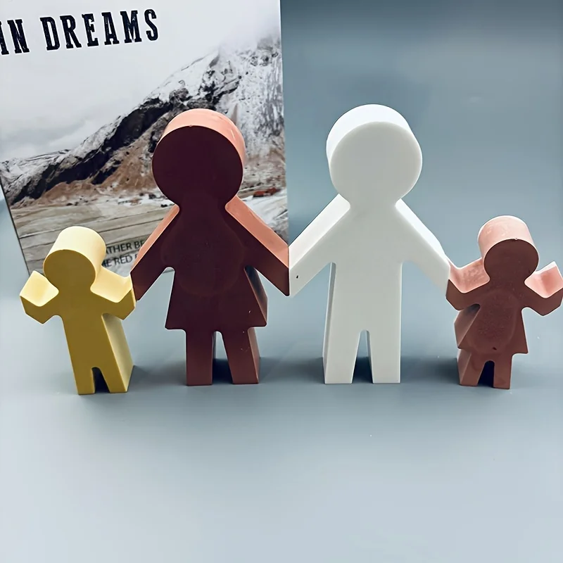 DIY 4 People Plaster Candle Aromatherapy Silicone Mold Creative 4 People Desktop Decoration Decoration Drip Mold