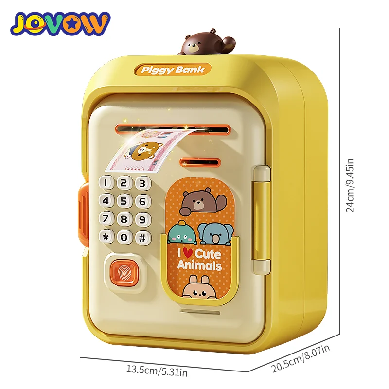 Electronic Password Fingerprint Unlock Money Box Coins Cash Saving Money Box Code Key Lock Music Piggy Bank Mini Safe Child Gift 6