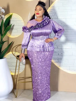 Party Evening Dresses Elegant Women Luxury Sequins Maxi Dress Long Kaftan Robes Africa Clothes Birthday Wedding Prom Ladies Gown 1
