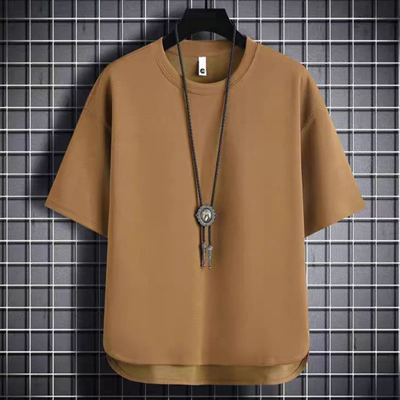 

Fashion O-Neck Solid Color Asymmetrical T-Shirts Men's Clothing 2024 Summer New Loose Korean Short Sleeve Tops Casual Tee Shirt