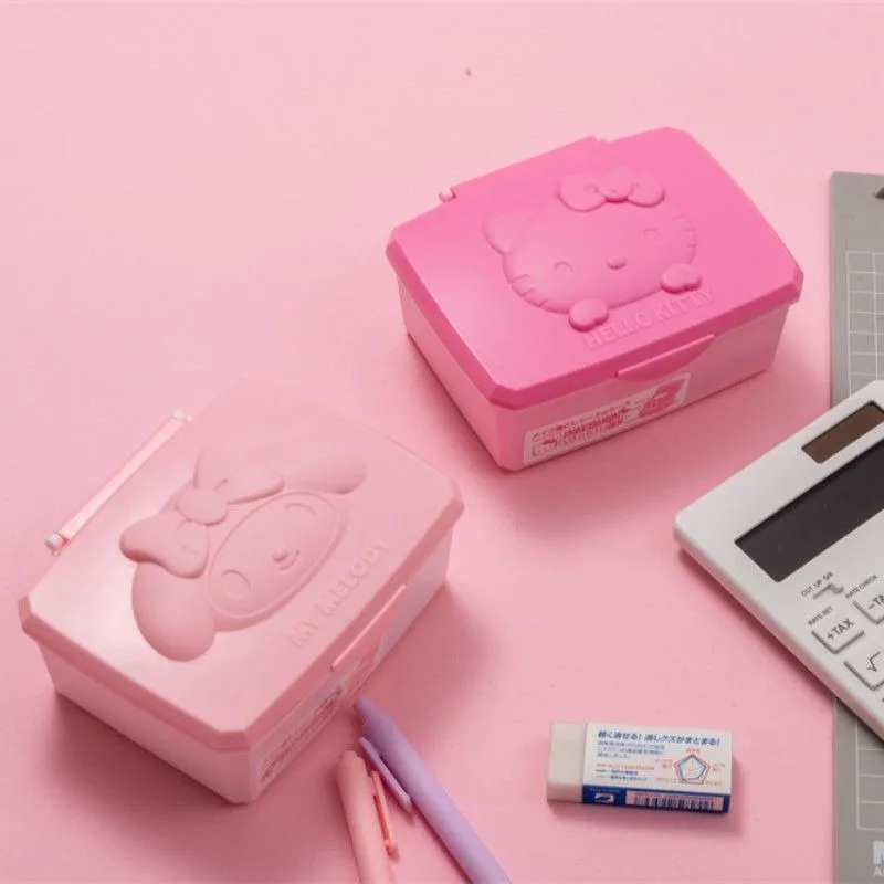 

Kawaii Sanrio Hello Kitty My Melody Storage Box Female Cartoon Flip Stutents Cotton Swab Stick Cute Cartoon Cosmetic Cotton Case