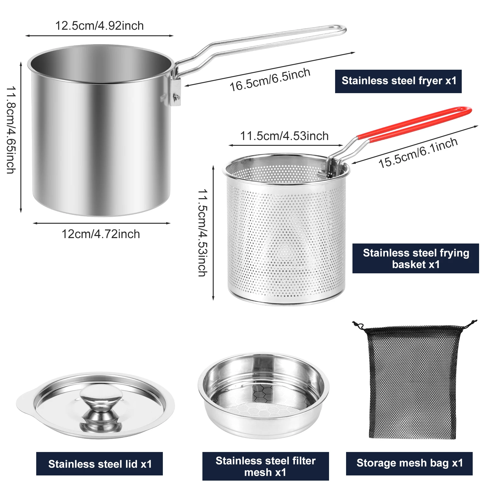 Stainless Steel Deep Frying Pot with Basket and Lid - Food Grade Fryer