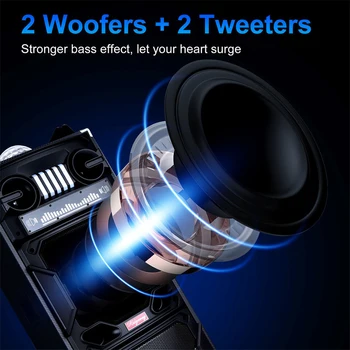 4000W Portable Bluetooth Speaker Dual 10in Sub Woofer Light Sound System with Microphone and Remote 2