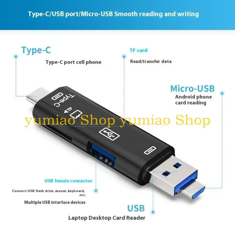 587b 5 in 1 다기능 카드 리더 USB 유형 C 메모리 카드 리더 어댑터 스마트 폰 태블릿 노트북 컴퓨터 도크