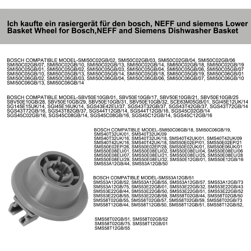 Description Picture 4 of item4PCS Dishwasher Basket Roll For Bosch Dishwasher Lower Basket Wheels 611475/165314/00611475 Lower Rack Wheel Replacement