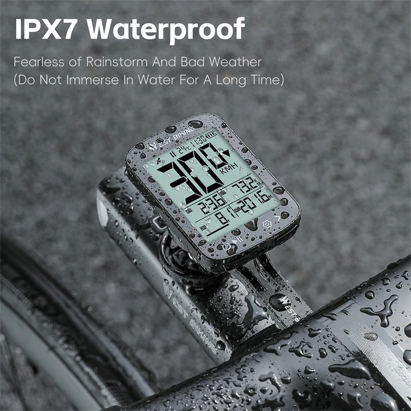 Bike Computer WEST BIKING GPS Bike Computer Wireless Stopwatch IPX7 Waterproof Cycling Odometer Type-C Charge Speedometer Bicycle Accessories