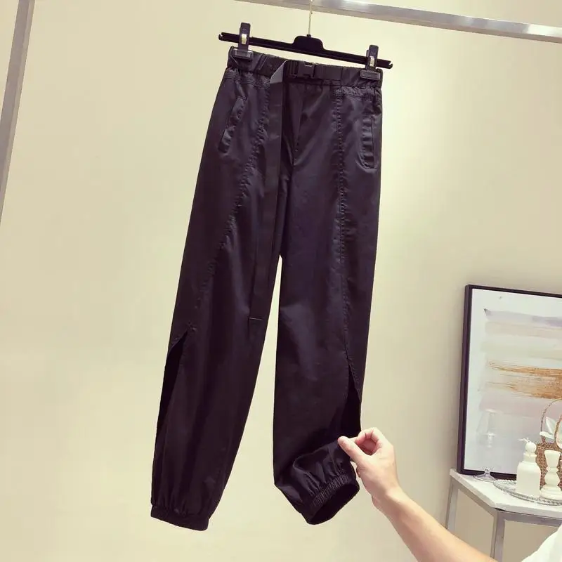 Spring Summer New Fashion High Waist Women's Clothing Pockets Solid All Match Female Clothes Shrink Loose Korean Style Y2K Pants