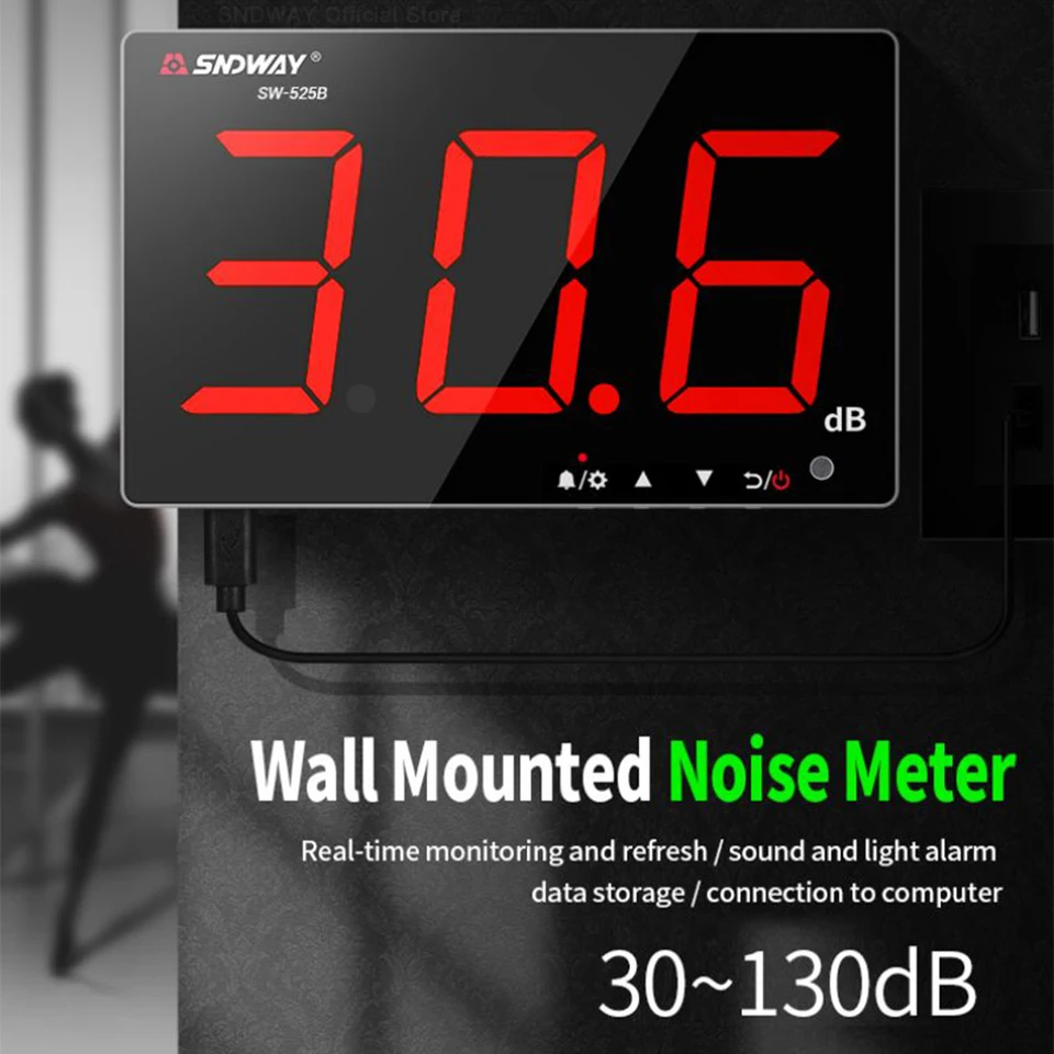 EchoMetric SoundMonitor - Decibel Meter - 30-130 Db - LCD Scherm - Temperatuurmeting