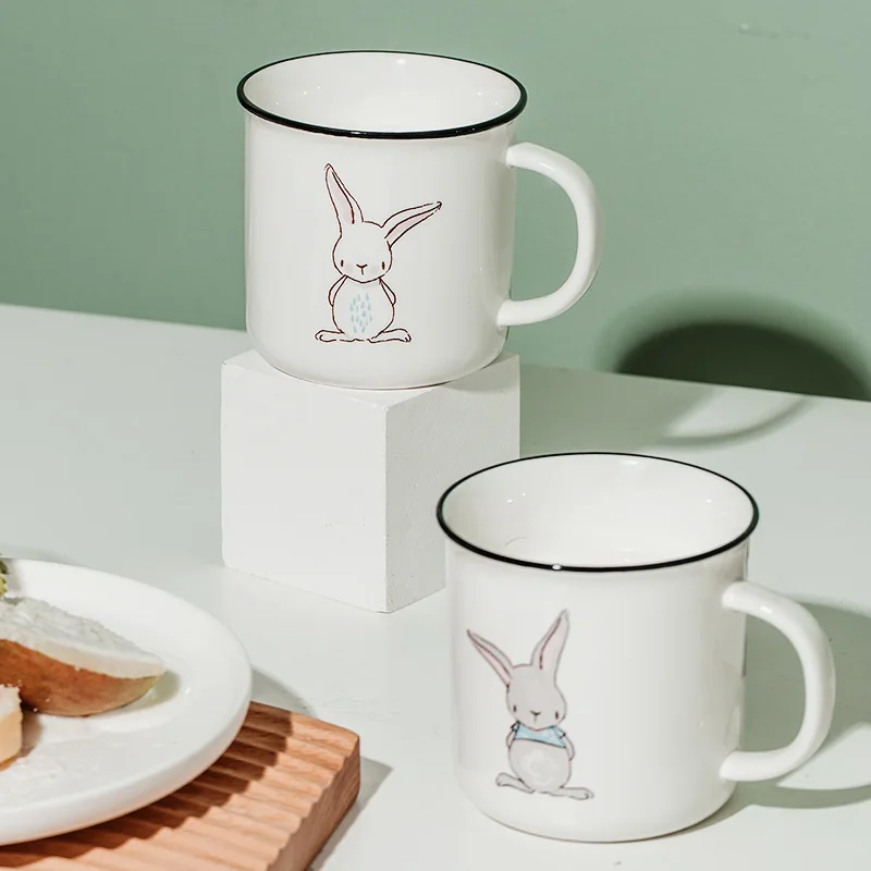

Nordic Ceramic Mug Imitation Enamel Creative Cartoon Cute Breakfast Cup Milk Cup Household Water Cup Personality Trend Gift