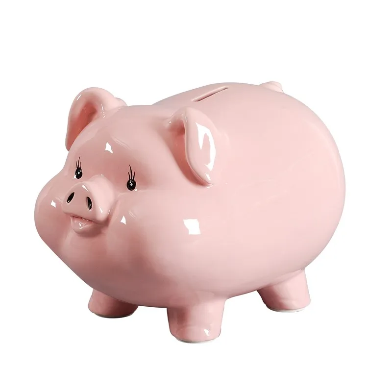 

Pink Wedding Money Box Adult Kids Living Room Cute Ornament Ceramic Coin Pig Piggy Bank for Papper Money hucha Home Decoration