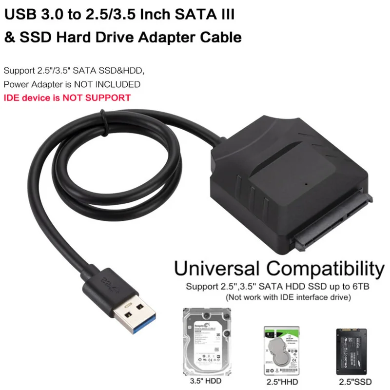 søn Smil endnu engang USB To SATA 3 Cable Sata to USB 3.0 Adapter Cable Support 22Pin 2.5 3.5  inche External HDD SSD Hard Disk Computer Connector