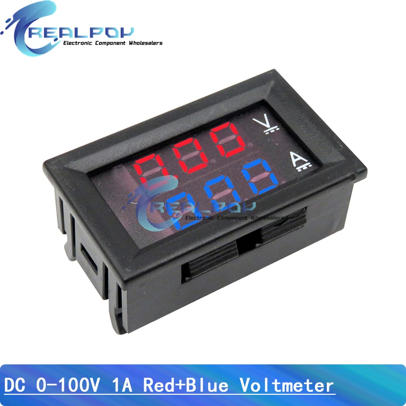 DC 0-100V 10A 50A 100A וולטמטר דיגיטלי אמטר תצוגה כפולה מגדיר מתח נוכחי מד פאנל אמפר וולט גייג 0.28 אינץ' אדום כחול