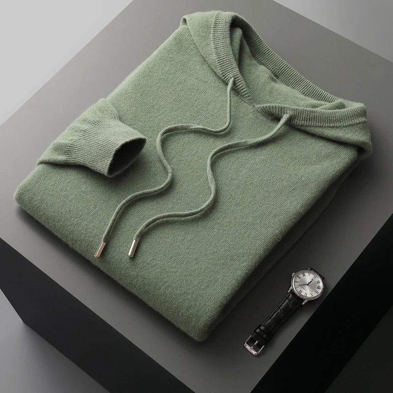 Men's female cashmere One-piece ready-to-wear Hoodie 100% Merino Wool Knitted Sweatshirt Autumn Winter Casual Large Top Long 3