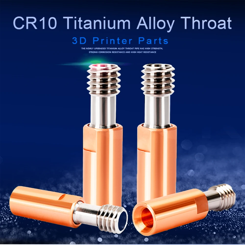 2PCS High Temperature CR10 Throat for Reprap 4.0mm Filament DIY Stainless Steel Titanium Alloy Copper  Bi Metal 3D Printer Parts 2pcs high temperature cr10 throat for reprap 4 0mm filament diy stainless steel titanium alloy copper bi metal 3d printer parts