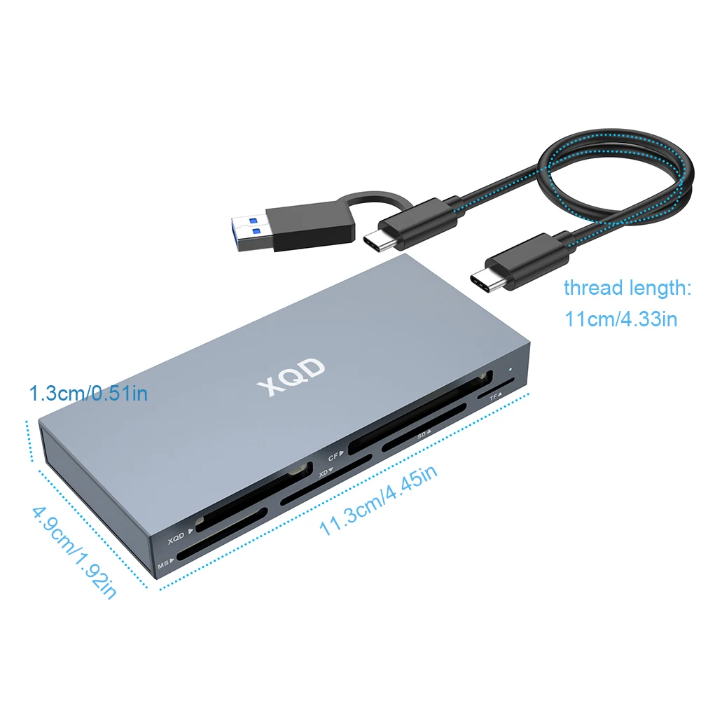 USB C 멀티 XQD 카드 리더, PC 노트북 액세서리용 올인원 카드 리더, USB 3.0, XQD, SD, TF, MS, XD, CF 리더, 6 in 1