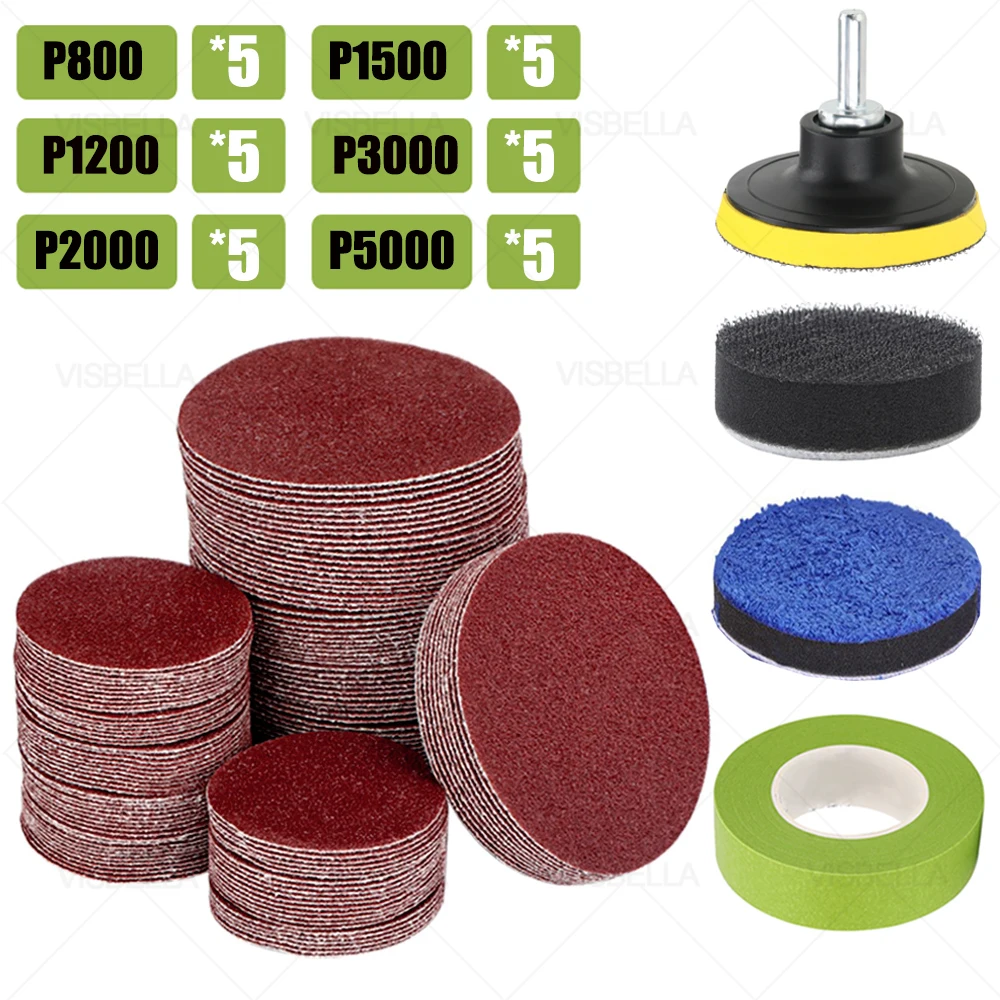 3Inch 75mm Car Polishing Kits Sandpaper Discs Pad for Car Light Kit