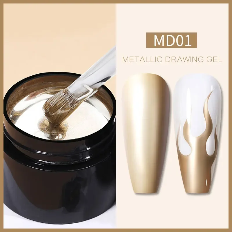 BORN PRETTY Super Bright Metallic Gel Paint, Gold & Silver Mirror Finish, 5ML