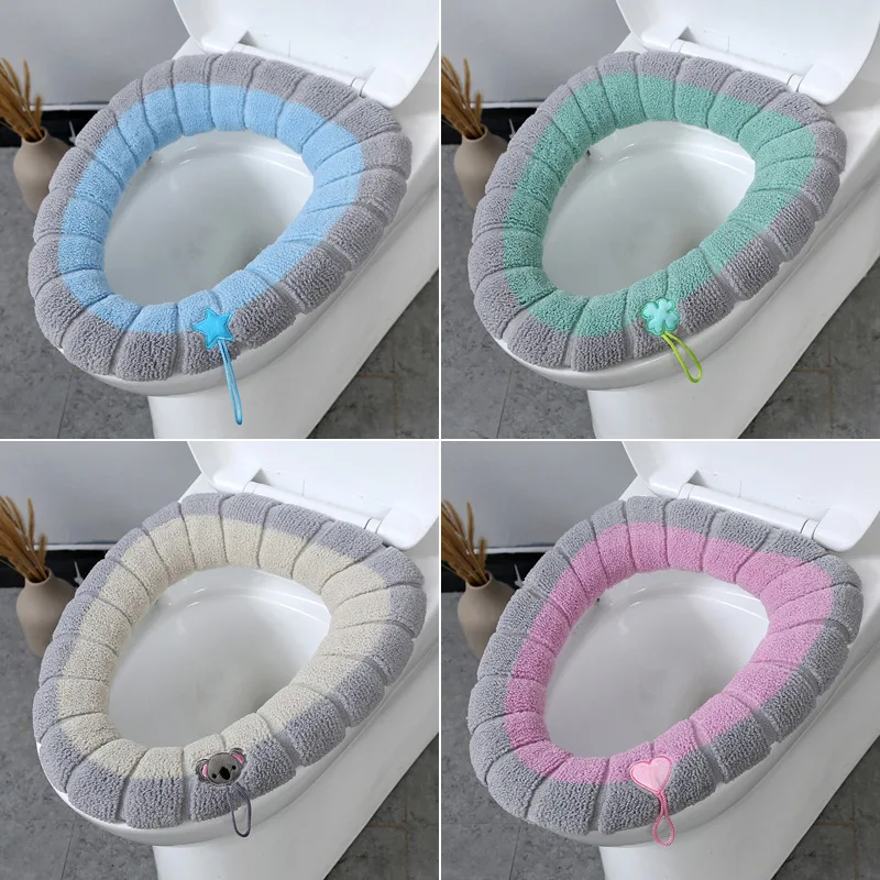 Bathroom Toilet Seat Cover Washable Soft Winter Warmer Mat Pad Cushion O-shape Bidet toilet seat cover