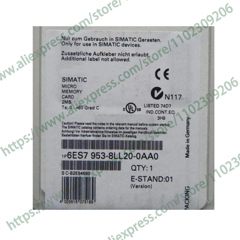 

Новинка, оригинальный контроллер Plc S7-300 6ES7953-8LL20-0AA0 6ES7 953-8LL20-0AA0, карта памяти, Немедленная доставка