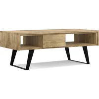 Solid Mango Wood and Metal 48 inch Wide Rectangle Modern Industrial Coffee Table in Natural for The Living Room Café Tables 1