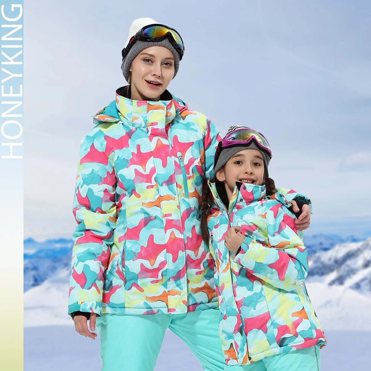 HONEYKING ropa de esquí para niños, chaquetas de nieve cálidas a prueba de viento para deportes al aire libre, abrigo Snowboard para niñas, equipo de ropa de esquí|Plumíferos y parkas| -