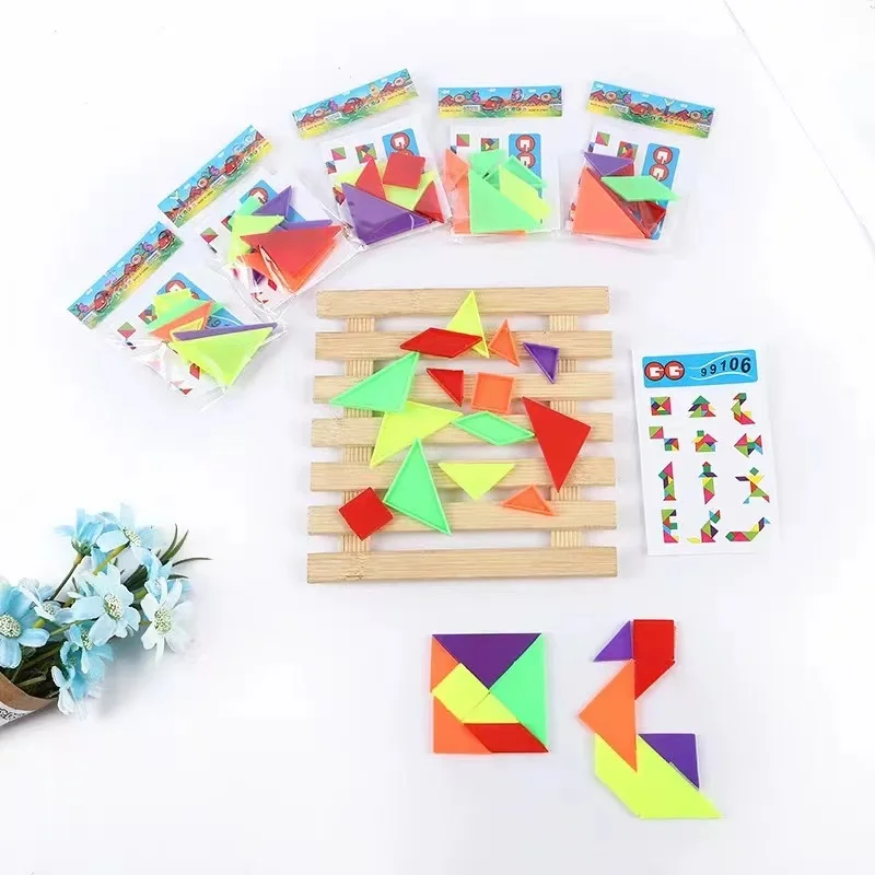 Mini Puzzle Tangram Puzzle Parent-child Game Toys Kids Baby Shower Birthday Party Gifts Pinata Party Favors 12 Packs