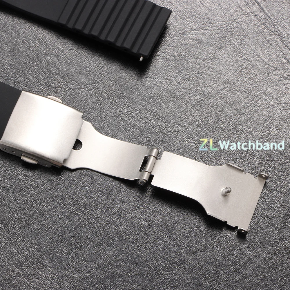 Premium Silicone Rubber Quick Release Watch Strap with Deployment Buckle - Universal Replacement Band (18mm, 20mm, 22mm, 24mm)