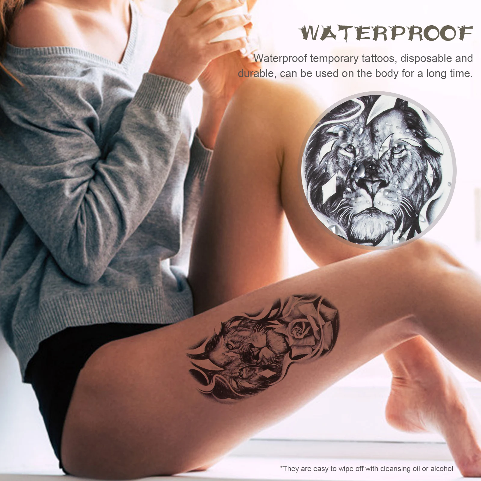 6 Sheets Temporary Tattoos Waterproof Decal Full Arm Tattooing Decals Craft Paper Fake Tattoo Sticker for Hand Arm Pattern