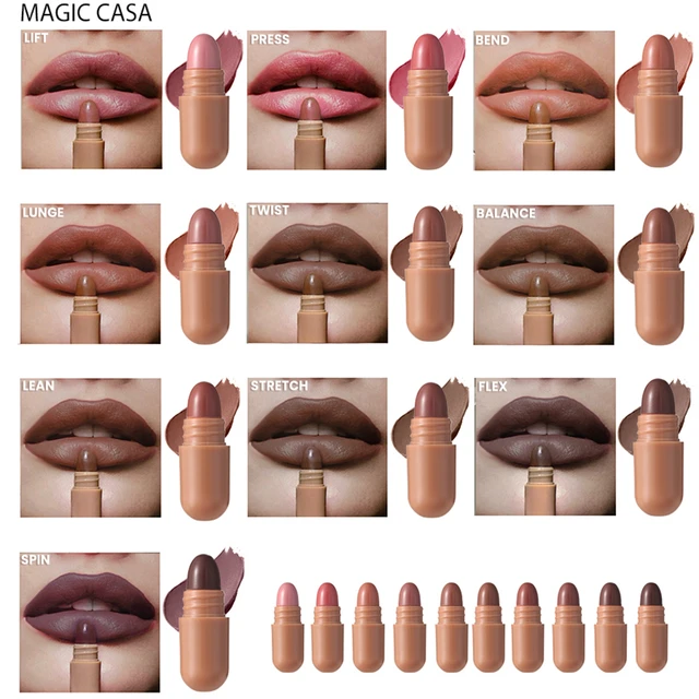‌10 Color Smooth Brown Toned Capsule Lipstick Set Lasting Matte Velvet‌ Mini Lip Balm Smudge Proof Highly Pigment Lip Makeup Kit 2
