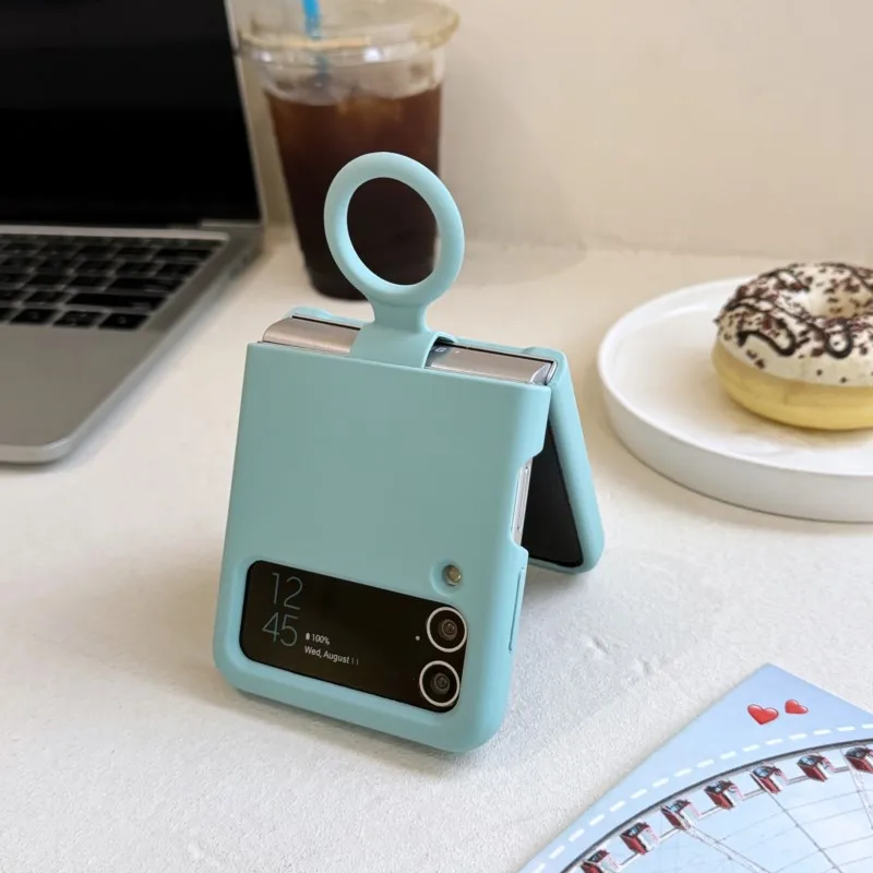 Colorful Liquid Silicone Case with Handheld Ring - Matte Skin Feel & Shockproof Cover