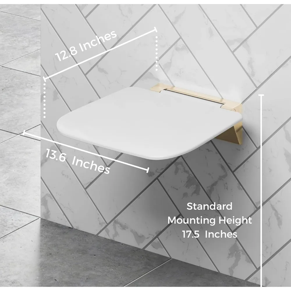 Folding Shower Seat Wall Mounted– Up To 350lbs, Secure Folding Shower Bench, Space Saving Mounted for Any Adults or Elderly 4
