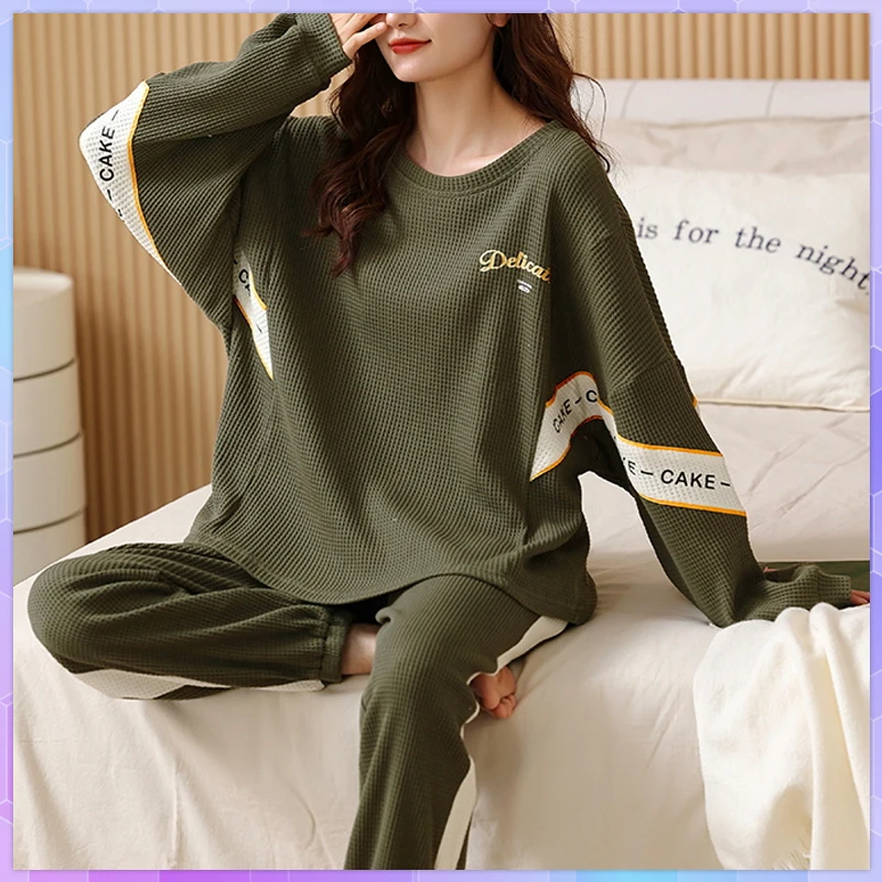 

Women's Two-Piece Set Cotton Pajamas Spring Plus Size Homewear Teen Girl Cute Pajama Set Home Lingerie Top And Bottom Sleepwear