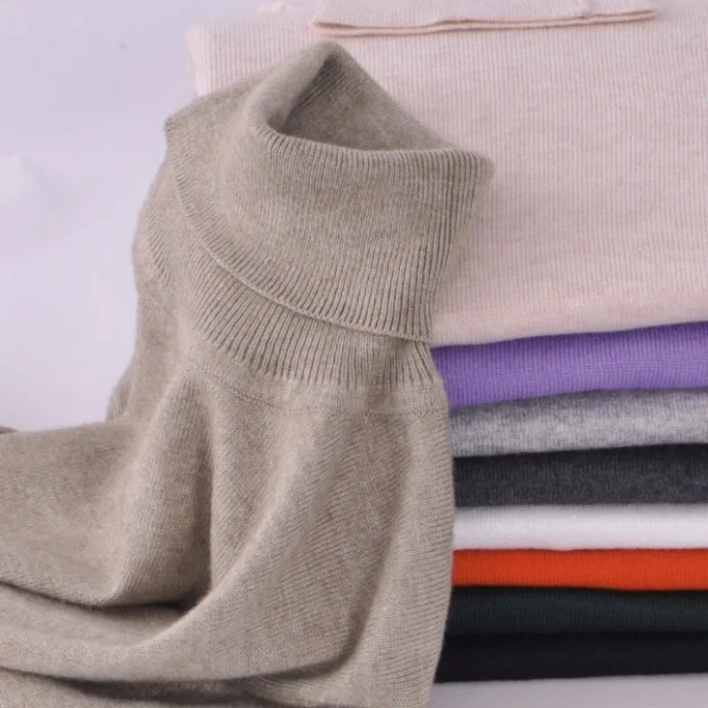 12 Colors Women Cashmere Wool Sweater Pullovers Pull Femme Autumn Winter High Neck Knitting Sweaters Turtleneck for Women Jumper 6