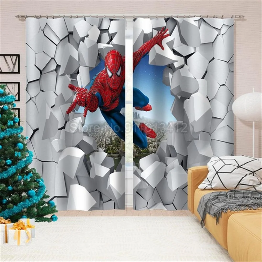 

Disney Spiderman 63Inch Window Drapes Beautiful Room Decor Easy Set Up Blackout Curtains for Kids Gifts Bedroom Home Textiles